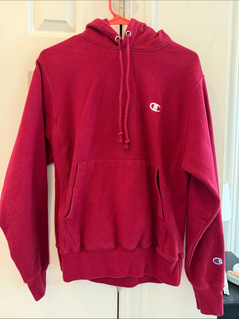 Champion Red Pullover Hoodie with Small Logo